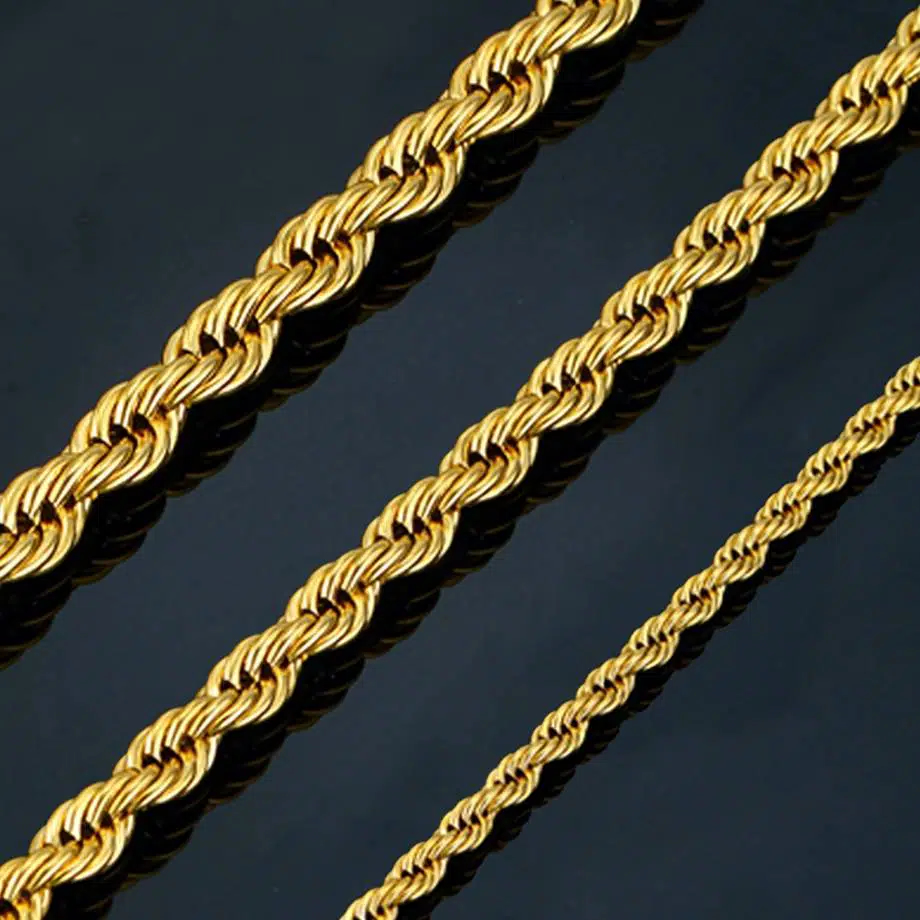 Twist Hip Hop acier inoxydable longue chaîne collier hommes bijoux en gros, marque Hippie couleur or mâle collier chaîne bijoux cadeau