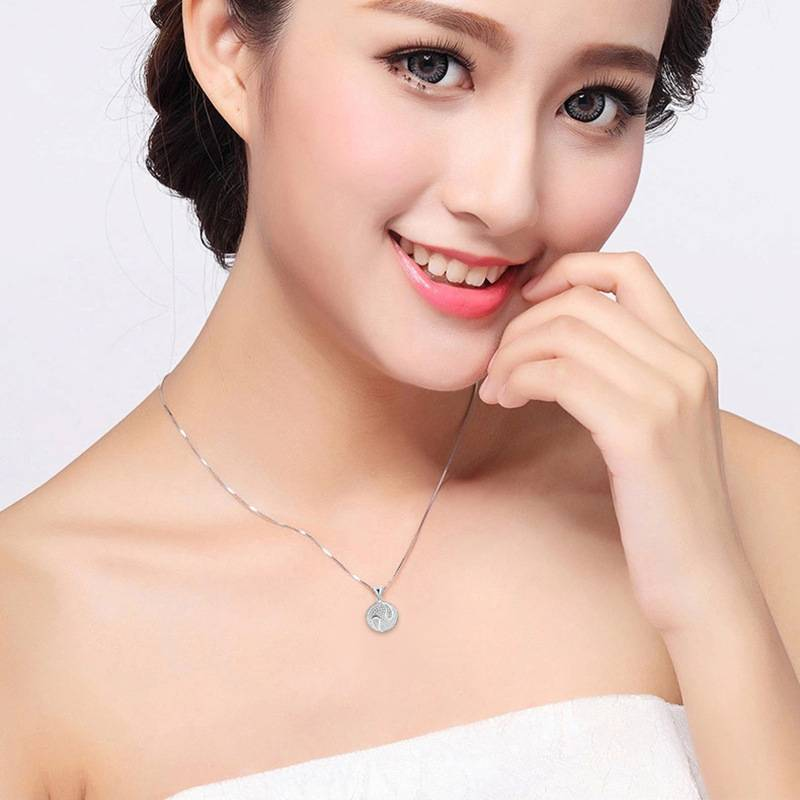 Collier Argent Diamant Zircon pendentif Yin Yang