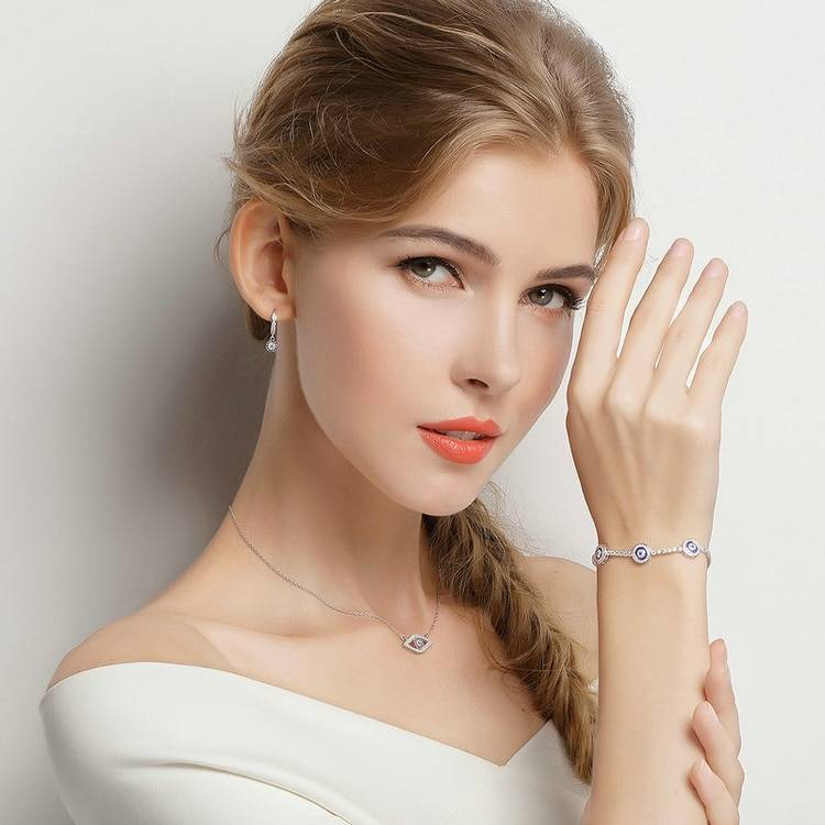 Bracelet pour femme argent 925 luxe Yeux bleus cubique