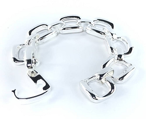 Beau bracelet pour femmes argent rhodié grandes mailles rectangles
