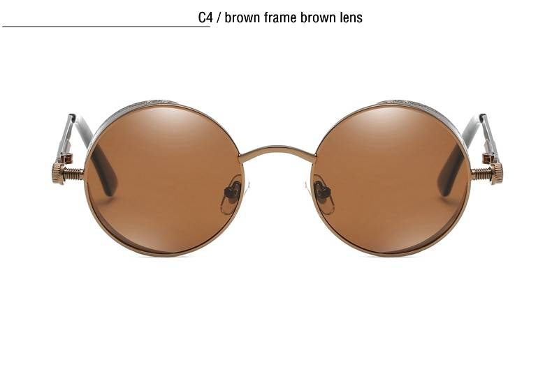Classique gothique Steampunk lunettes de soleil polarisées hommes femmes marque concepteur Vintage rond en métal cadre lunettes de soleil de haute qualité UV400