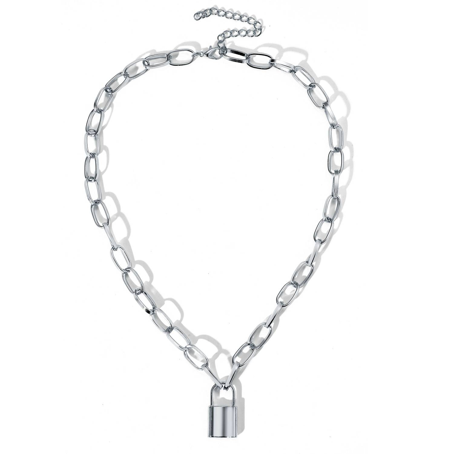 Rock collier ras du cou serrure chaîne en couches sur le cou avec serrure Punk bijoux Mujer clé cadenas pendentif collier pour les femmes cadeau