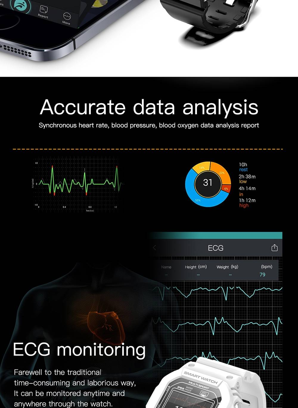 X12 montre intelligente IP68 étanche fréquence cardiaque moniteur de pression artérielle Bracelet natation ECG PPG hommes femmes montre-Bracelet montre de sport