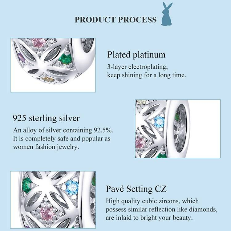 Perles de fleurs empilables BISAER 925 en argent Sterling Bouquet lumineux pétales breloques pour la fabrication de bijoux en argent 925 bijoux EFC224