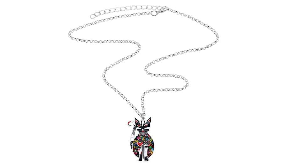 Bonsny émail alliage Floral chaton chat Choker collier chaîne pendentif mode bijoux pour femmes fille dames accessoires adolescents cadeau