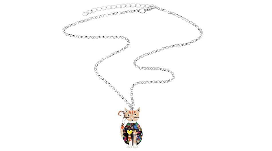 Bonsny émail alliage Floral chaton chat Choker collier chaîne pendentif mode bijoux pour femmes fille dames accessoires adolescents cadeau