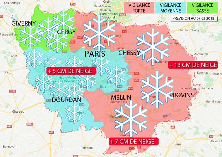 Alerte Carte neige île de France