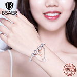 Bracelet Argent Clé forme Cœur incrusté Diamant Zircon Argent BIJOUX FEMME BRACELET FEMME Bracelets