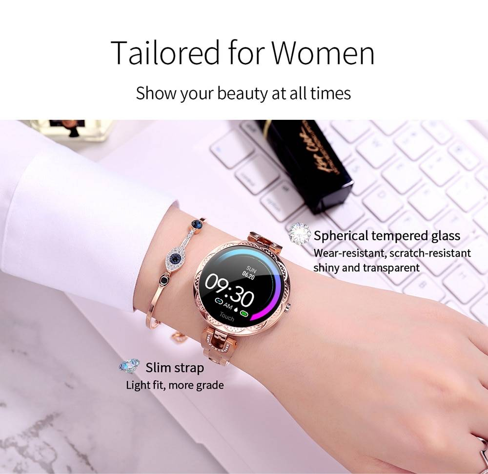 Montre intelligente de sport de moniteur de fréquence cardiaque de dispositif portable imperméable de montre intelligente des femmes de mode pour des dames de femmes