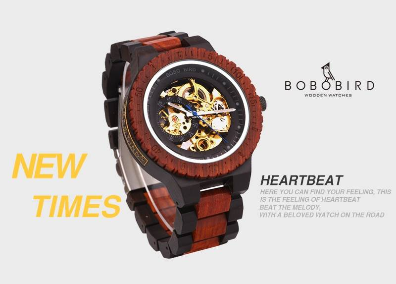 BOBO BIRD - montre automatique boisée pour homme, montre masculine à personnaliser, montres automatiques en bois pour hommes, cadeaux d'anniversaire OEM pour lui, gravure gratuite