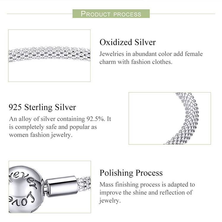 BISAER Offre Spéciale 925 argent Sterling serpent chaîne pour toujours amour fermoir rond femmes Bracelets en argent Sterling bijoux Pulseira ECB105