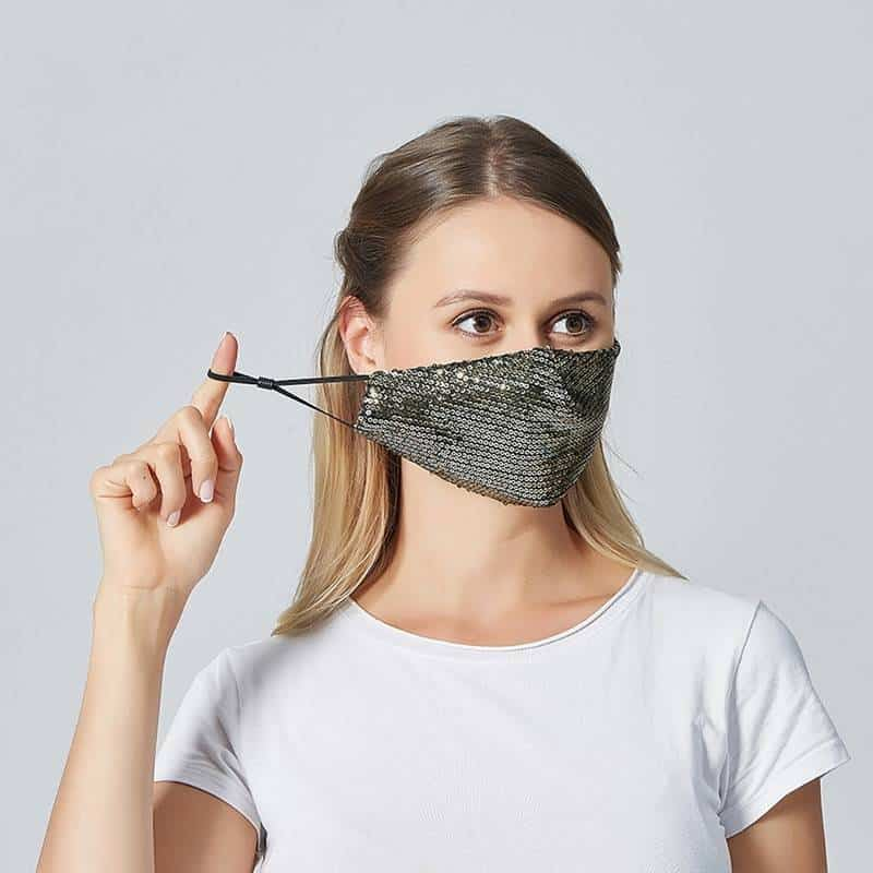 Mode Sequin masque coton garder au chaud anti-brume masques brillant fête unisexe respirant bouche respirateur lavable visage couverture masques