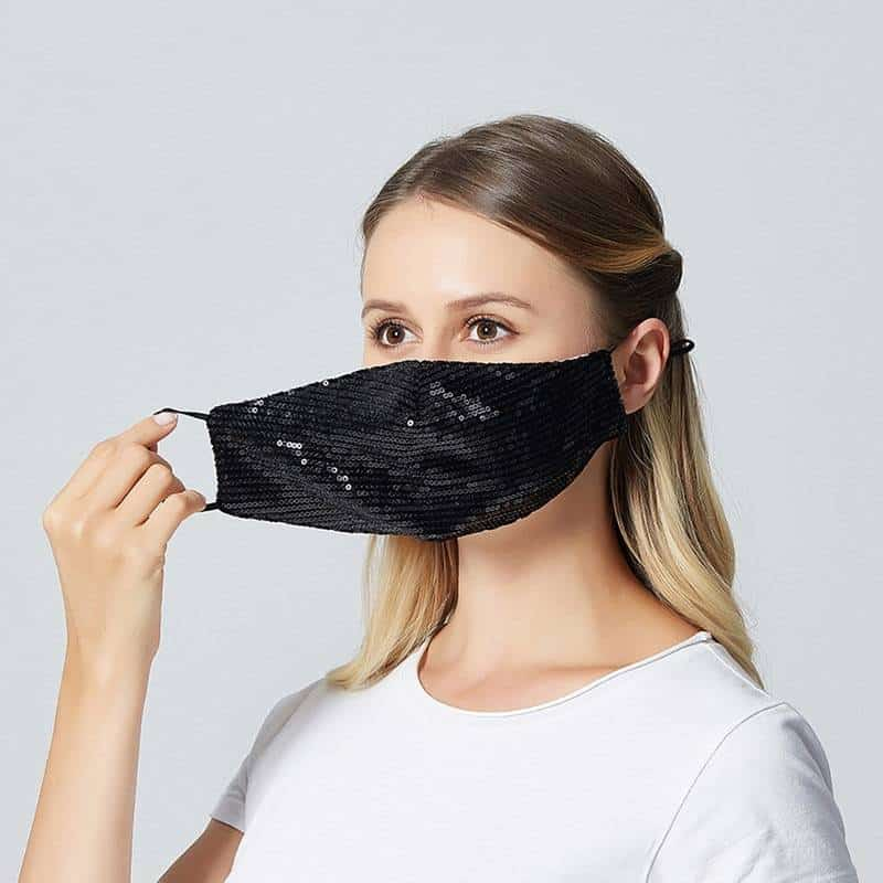Mode Sequin masque coton garder au chaud anti-brume masques brillant fête unisexe respirant bouche respirateur lavable visage couverture masques