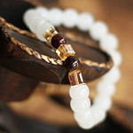 Bracelet Tendance Style Jade à Perles Blanches