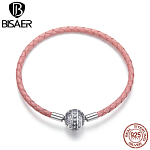 Bracelet Luxe Argent Cordelette Rose