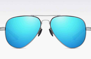Lunettes de soleil verres bleu - pour homme style aviateur