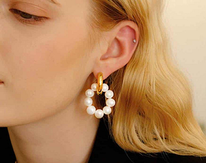 Boucles d'oreilles fantaisie avec perles d'eau douce