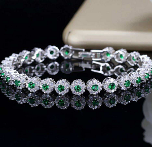 Bracelet femme luxe zircon vert cubique blanc