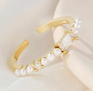 Bague ajustable anneau perles