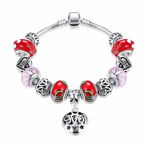 Bracelet Luxe Charms Prix Usine Argent Perles Verre Murano
