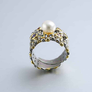 Bague Femme design Argent Perles