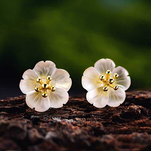 Boucles d'oreilles Fleur - Cristal et Argent - Bijou Créateur