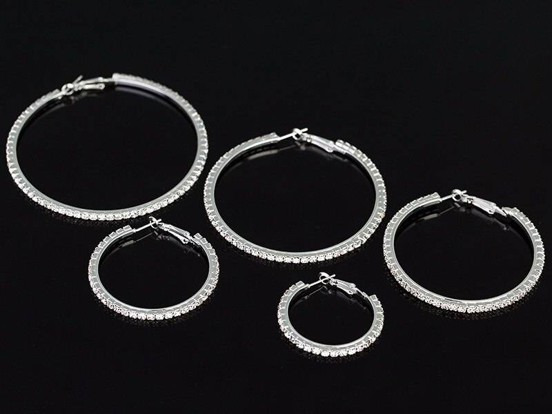Boucles d'oreilles grand cristal avec une taille d'anneau au choix 3cm,4cm,5cm,6cm,7cm,8cm