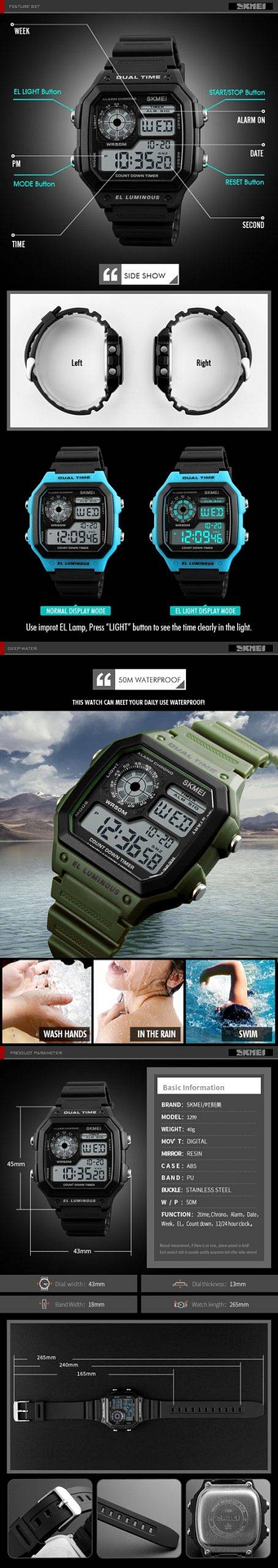 SKMEI sport montre hommes haut de gamme de luxe célèbre LED montres numériques hommes horloges montre pour hommes Relojes Deportivos Herren Uhren