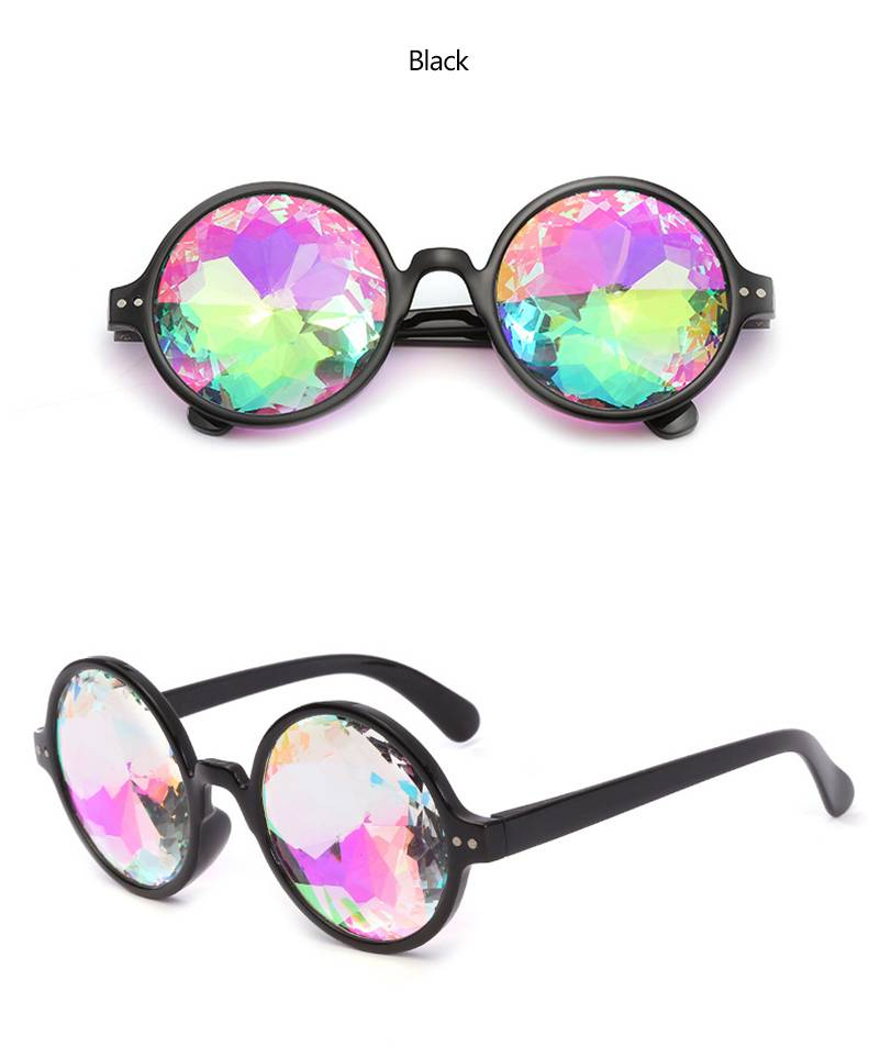 Offre spéciale cadre rond kaléidoscope holographique hommes femmes lunettes de soleil Rave Festival élégant femme mâle lunettes fête reine cadeaux