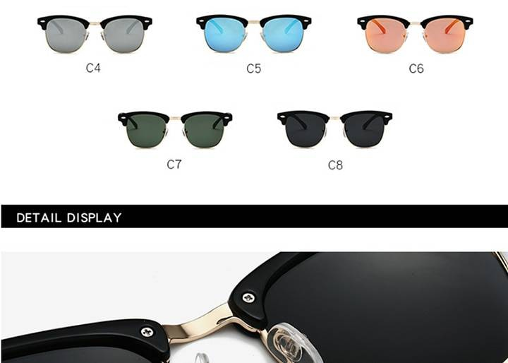 LeonLion 2019 lunettes de soleil semi-cerclées polarisées femmes/hommes Vintage clou de riz UV400 lunettes classiques marque lunettes de soleil design