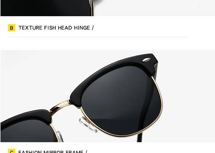 LeonLion 2019 lunettes de soleil semi-cerclées polarisées femmes/hommes Vintage clou de riz UV400 lunettes classiques marque lunettes de soleil design