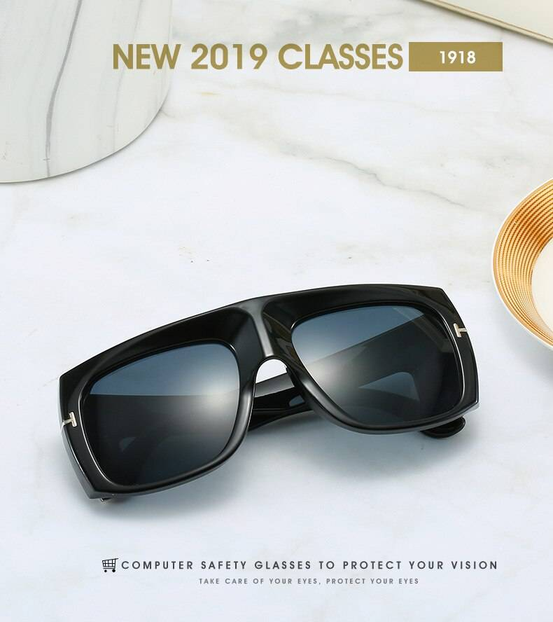 Lunettes de soleil futuristes surdimensionnées hommes femmes 2019 marque de mode Design Vintage rétro léopard cadre plat haut Tom lunettes de soleil S062
