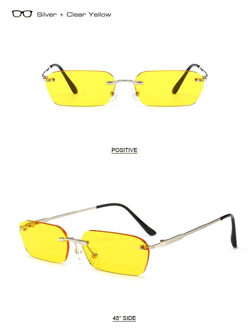SHAUNA mode lunettes de soleil sans monture tendance claire rouge bleu jaune hommes nuances carrées