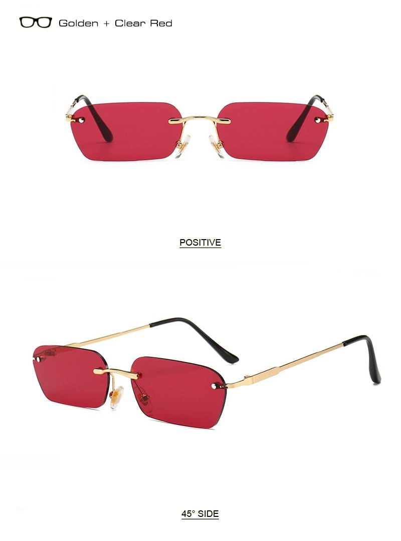 SHAUNA mode lunettes de soleil sans monture tendance claire rouge bleu jaune hommes nuances carrées