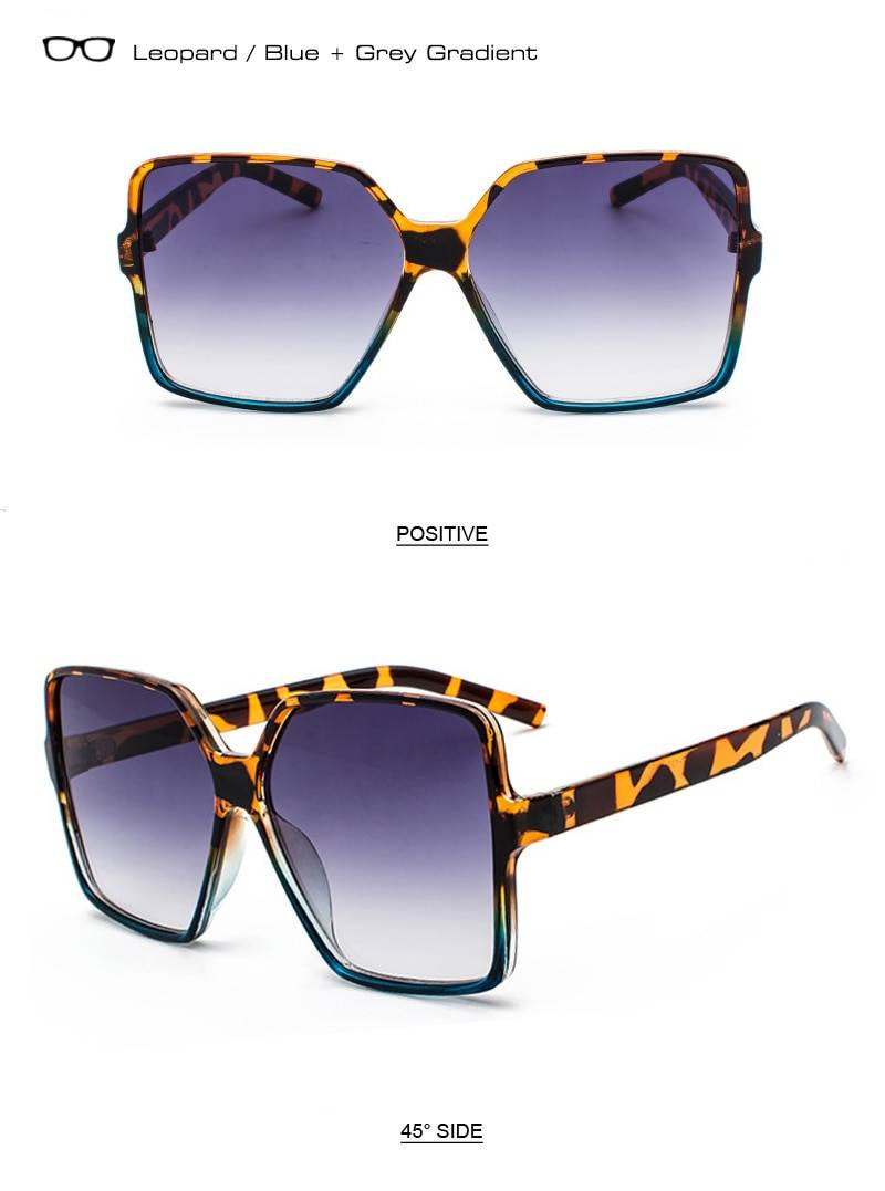 SHAUNA surdimensionné carré lunettes de soleil femmes Double couleurs cadre dégradé nuances
