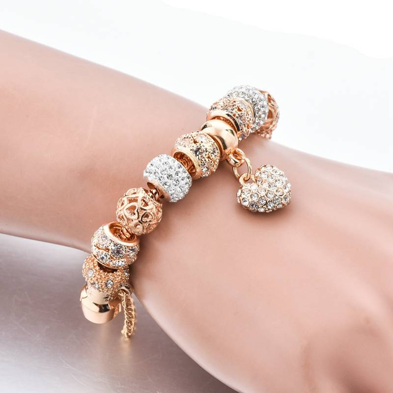 ATTRACTTO luxe cristal coeur bracelets porte-bonheur & bracelets or bracelets pour femme bijoux Pulseira Feminina Bracelet Sbr170020