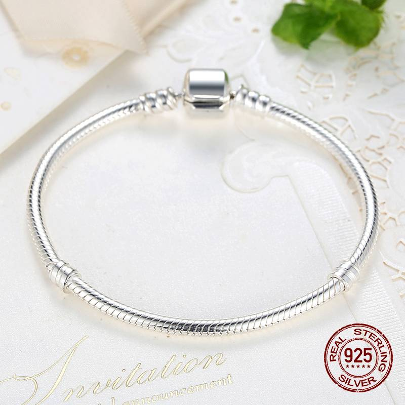 Véritable bracelet en argent sterling 925 adapté original bracelet à breloques Pandora perles faisant femme bijoux en argent sterling offre spéciale