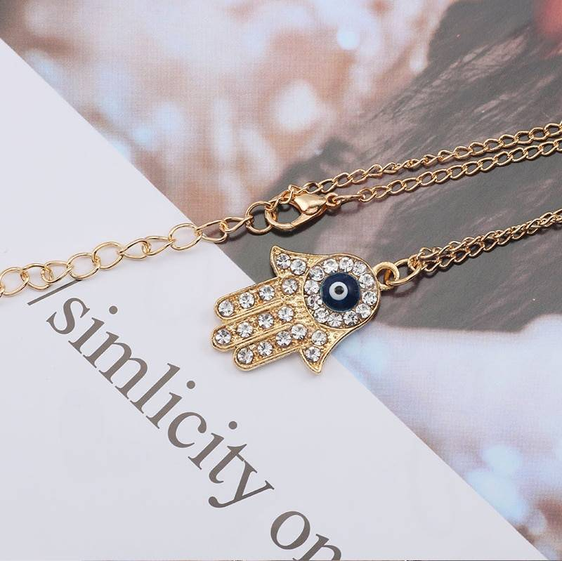 Turc Hamsa main Fatima cristal collier pour femmes hommes mauvais œil colliers or argent clavicule longue chaîne bijoux chanceux cadeaux