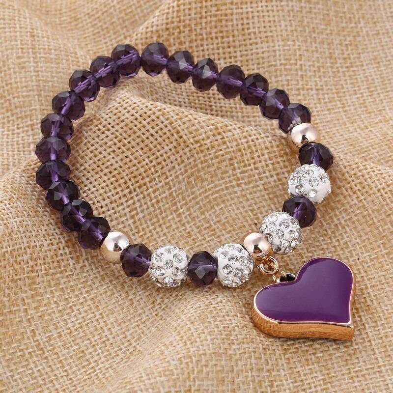ZOSHI romantique Vintage Bracelets pour femmes coeur pendentif Bracelets avec perles de cristal bling ajustement Pan Bracelets bijoux