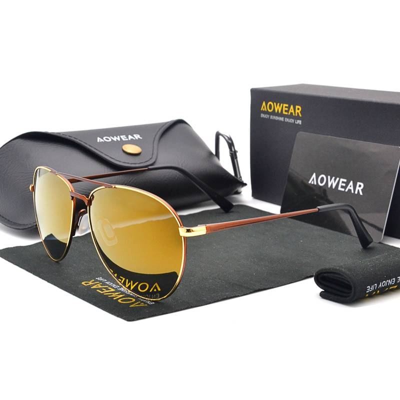 AOWEAR marque Designer Aviation lunettes de soleil hommes polarisés miroir conduite lunettes pilote lunettes de soleil femmes HD Aviation nuances Gafas