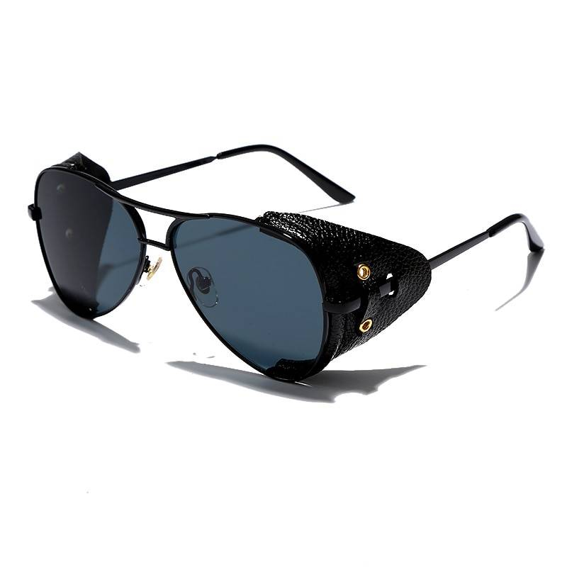 Mode pilote cuir lunettes de soleil hommes femmes 2019 nouveau métal Aviation lunettes de soleil thé noir clair lentille Vintage voyage lunettes UV400