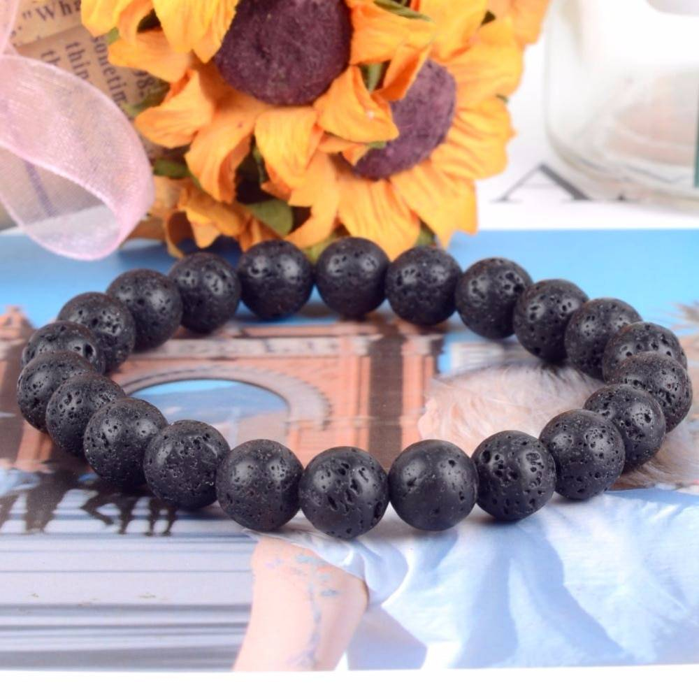 2019 classique hommes Bracelet Chakra Yoga naturel pierre volcanique bracelets pour femme bijoux cadeaux Pulseira Masculina Erkek Bileklik