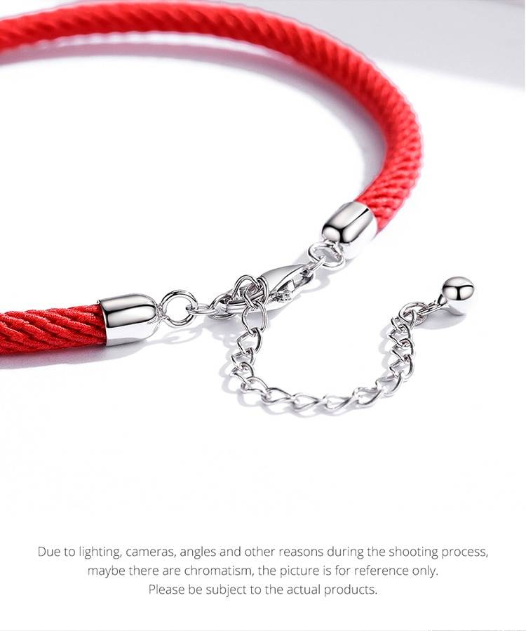 Bracelets de corde rouge BISAER 925 argent Sterling chanceux rouge corde chaîne Bracelets pour perles bracelets bricolage bijoux en argent ECB166
