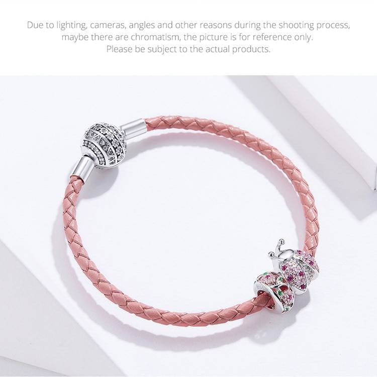 2019 femmes Bracelets BISAER 925 argent Sterling coccinelle rouge corde argent Bracelets pour femme bijoux en argent Sterling ECB823