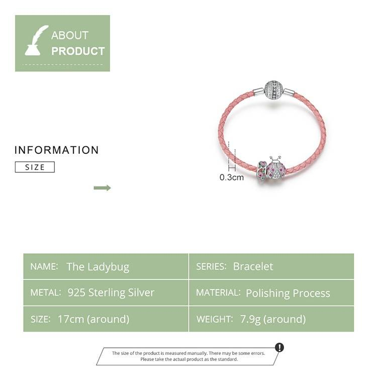 bracelet argent femme coccinelle rouge