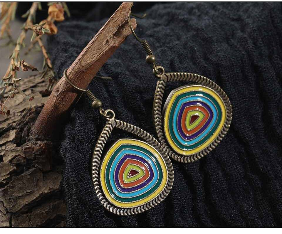 Bohème Vintage multicolore rond pendentif boucles d'oreilles Boho Design bijoux mode femme boucle d'oreille 2019 bijoux accessoires cadeaux
