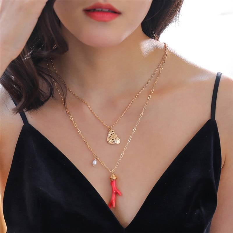 Ailodo été plage coquille perle collier ras du cou Simple bohème coquillage collier bijoux pour femmes filles cadeau d'anniversaire P1P17