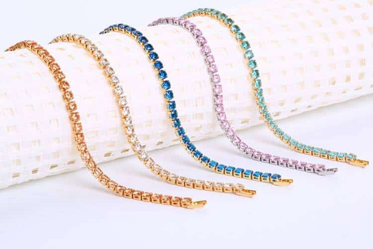 Bracelets de Tennis en zircon cubique de luxe de 4mm avec chaîne glacée Bracelet de mariage en cristal pour femmes et hommes, Bracelet couleur argent doré