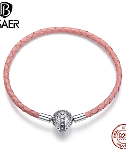 Bracelet Luxe Argent Cordelette Rose