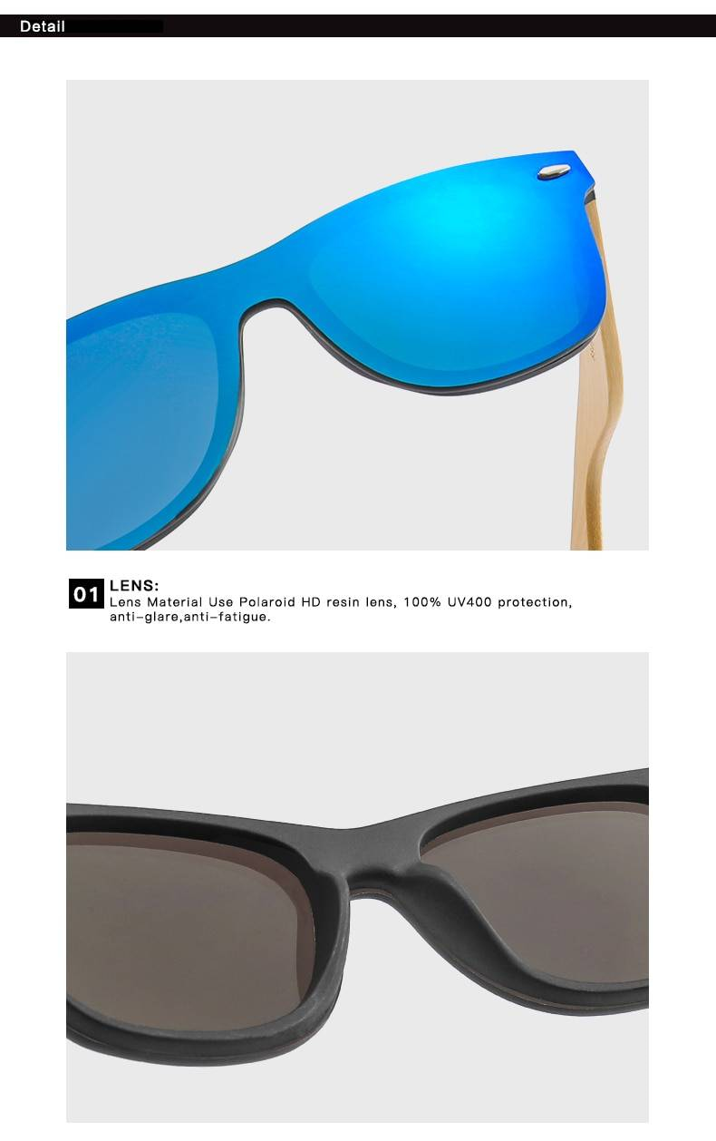 LongKeeper bois bambou surdimensionné lunettes de soleil marque de luxe concepteur sans monture miroir carré lunettes de soleil pour femmes/hommes